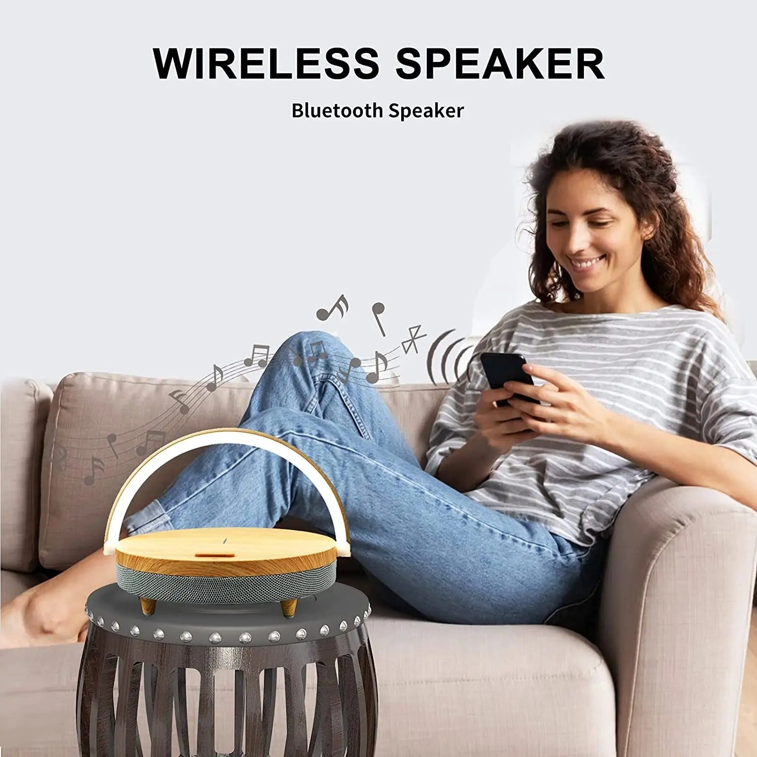 3-in-1 Wireless Charger, Bluetooth Speaker & Wooden Table Lamp 🌟