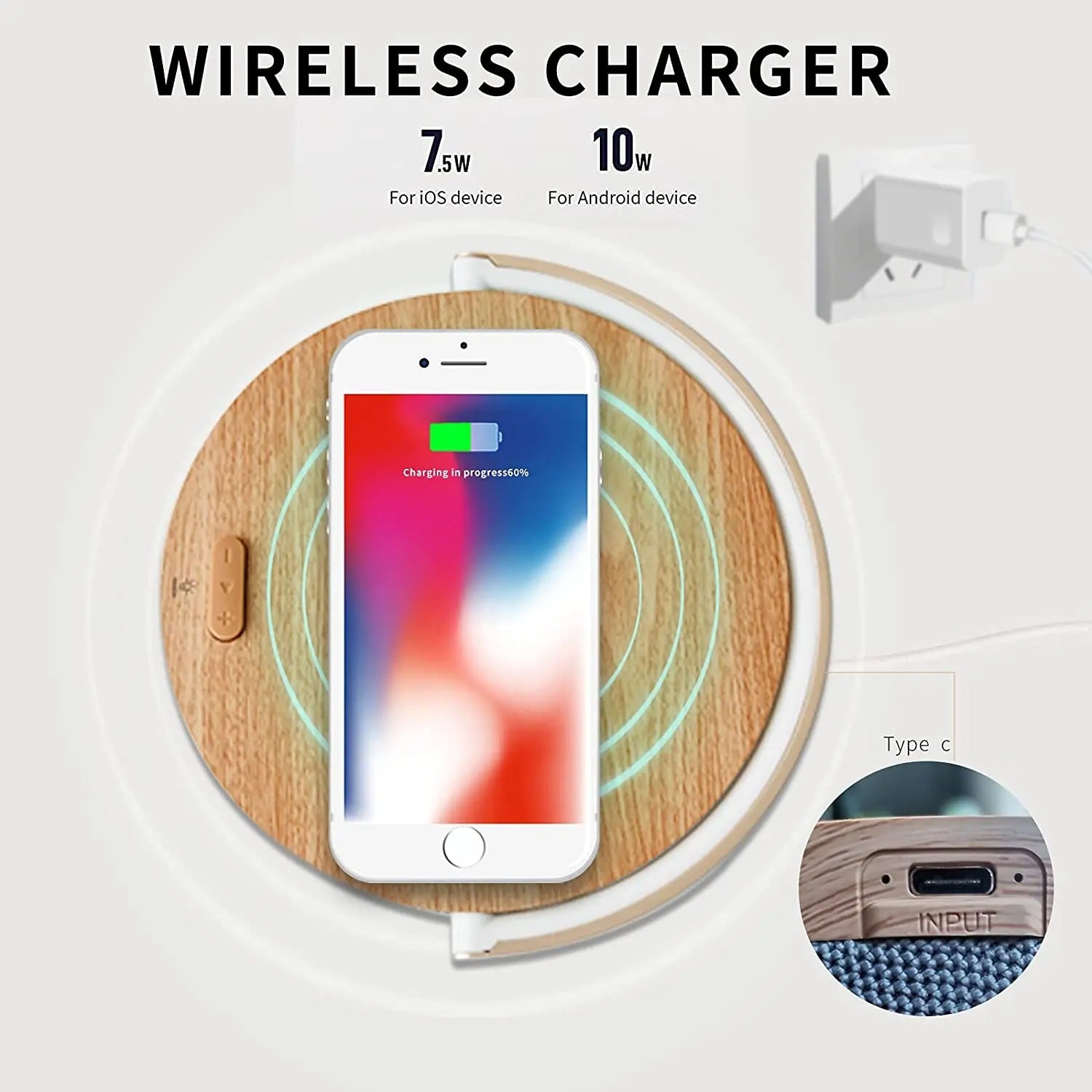 3-in-1 Wireless Charger, Bluetooth Speaker & Wooden Table Lamp 🌟