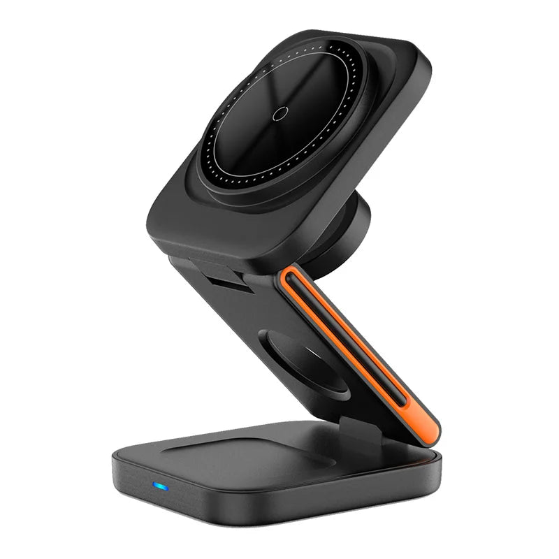 30W 3-in-1 Foldable Fast Magnetic Wireless Charging Station for iPhone 15/14/13/12, Apple Watch Series 8/7/6, and AirPods Pro