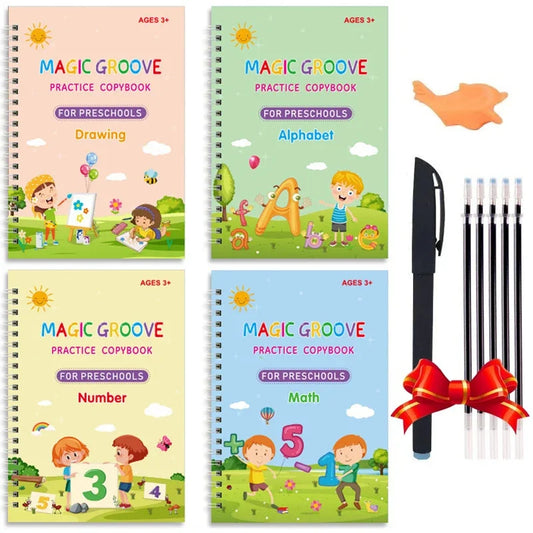 4 Magic Copybooks with Erasable Pen for Kids