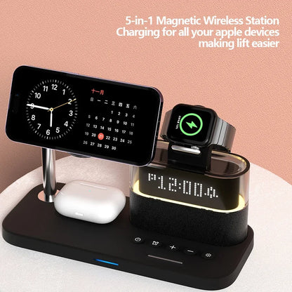 5-in-1 Magnetic Wireless Charging Station - Fast Charger Dock for iPhone 15, 14, 13, 12, 11, Apple Watch, and AirPods