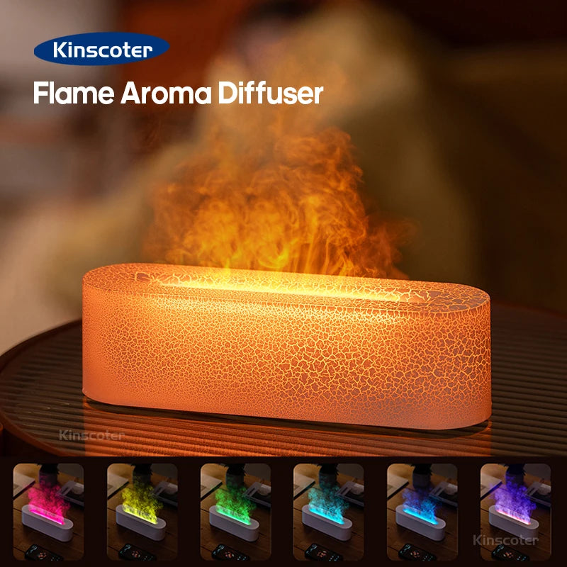 Aroma Diffuser & Ultrasonic Air Humidifier -RGB LED Flame Effect Cool Mist Maker for Essential Oils and Home Decor