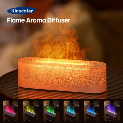 Aroma Diffuser & Ultrasonic Air Humidifier -RGB LED Flame Effect Cool Mist Maker for Essential Oils and Home Decor