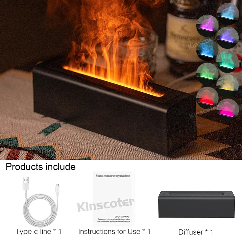 Aroma Diffuser & Ultrasonic Air Humidifier -RGB LED Flame Effect Cool Mist Maker for Essential Oils and Home Decor