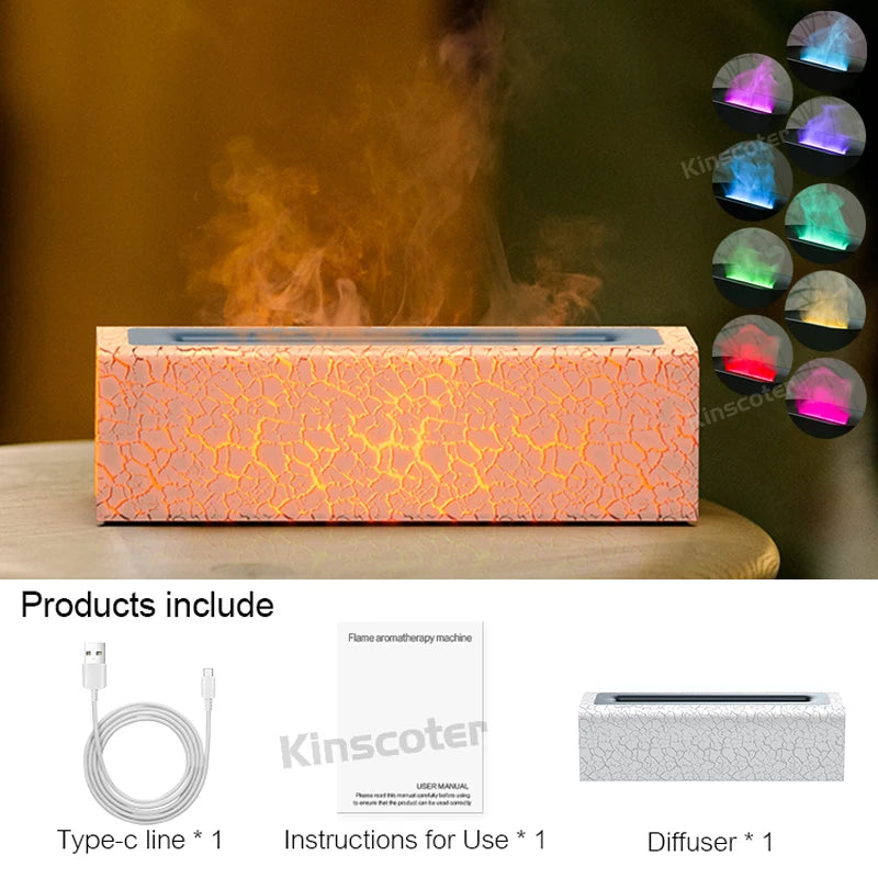 Aroma Diffuser & Ultrasonic Air Humidifier -RGB LED Flame Effect Cool Mist Maker for Essential Oils and Home Decor