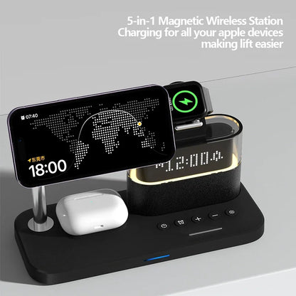 5-in-1 Magnetic Wireless Charging Station - Fast Charger Dock for iPhone 15, 14, 13, 12, 11, Apple Watch, and AirPods