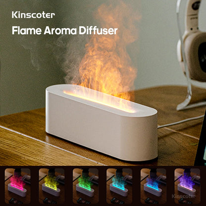 Aroma Diffuser & Ultrasonic Air Humidifier -RGB LED Flame Effect Cool Mist Maker for Essential Oils and Home Decor