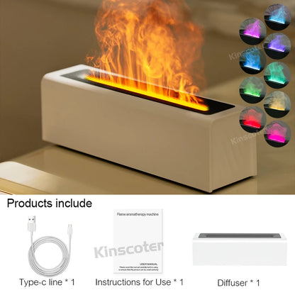 Aroma Diffuser & Ultrasonic Air Humidifier -RGB LED Flame Effect Cool Mist Maker for Essential Oils and Home Decor