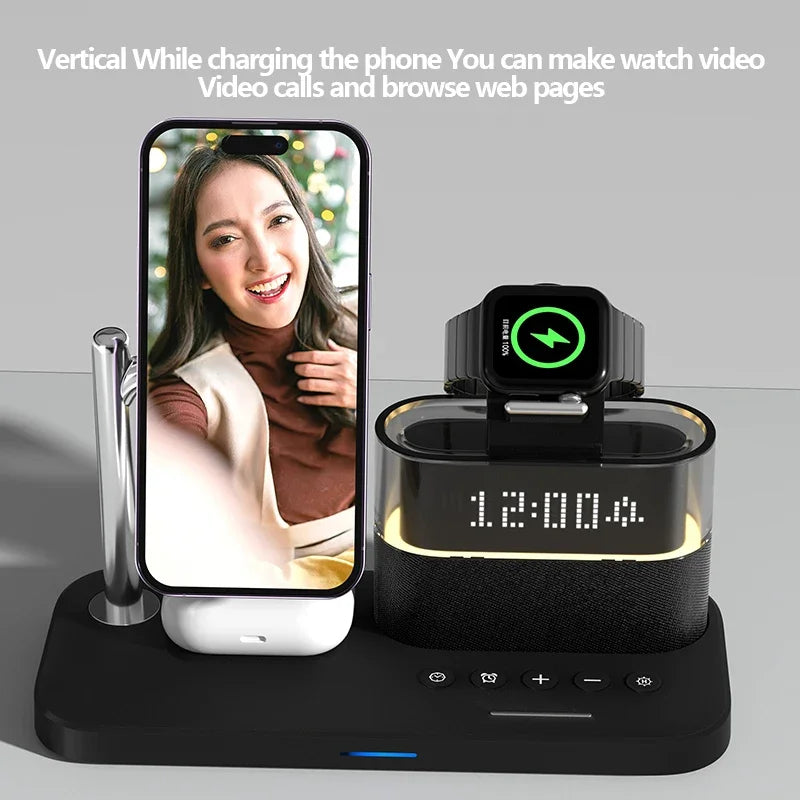 5-in-1 Magnetic Wireless Charging Station - Fast Charger Dock for iPhone 15, 14, 13, 12, 11, Apple Watch, and AirPods