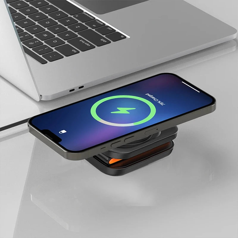 30W 3-in-1 Foldable Fast Magnetic Wireless Charging Station for iPhone 15/14/13/12, Apple Watch Series 8/7/6, and AirPods Pro