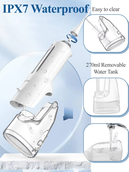 Water Flosser Teeth Cleaner, Rechargeable Waterproof Portable Cordless Dental Oral Irrigator, Water Flossers for Teeth