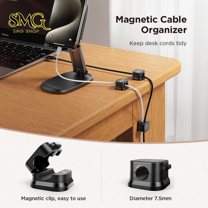 Magnetic Cable Clips - Adjustable Cord Holder & Wire Organizer for Tidy Desks