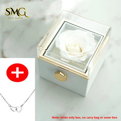 🌹 New 2025 Valentine's Day Double Heart Steel Necklace with Eternal Rose Box