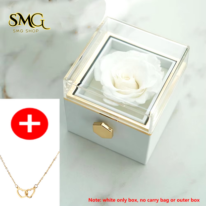 🌹 New 2025 Valentine's Day Double Heart Steel Necklace with Eternal Rose Box